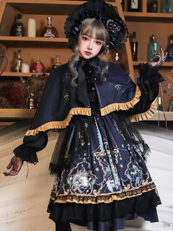 Black Retro Gothic Dark Lolita