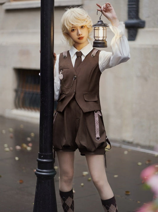Detective Boy Vest + Ruffle Blouse + Balloon Pants