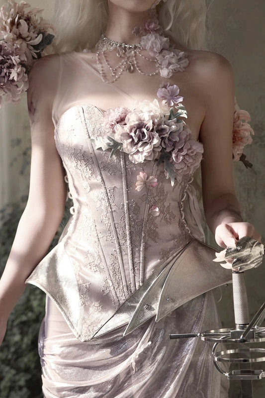 Moonlight Asymmetric Corset Top + Necklace