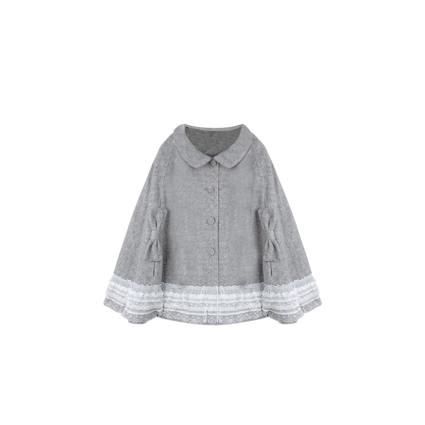 Lace Trim Cape Coat + Tops + Scarf