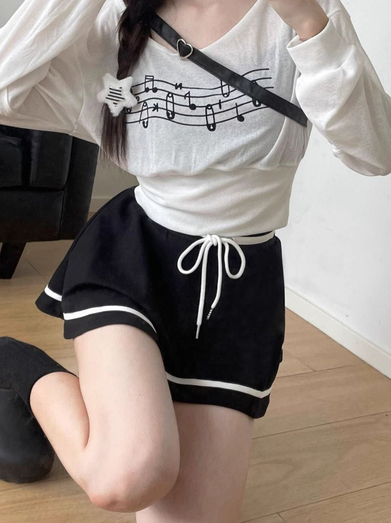 Sporty Mix Top + Hooded Hoodie + Camisole + Culottes