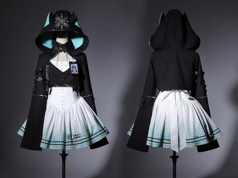 [pre-order] Daily Gothic Retro Punk Style Hooded Jacket + Pleated Jumper Skirt