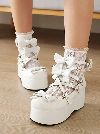 Cross Bow Strap Platform Shoes