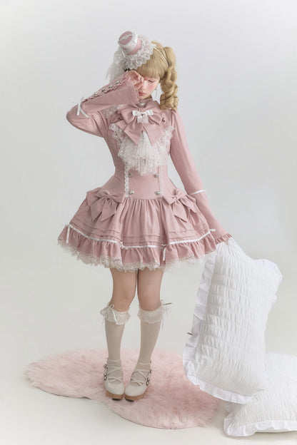 [pre-order Deadline: April 25] Phantom Cat Sweet Ribbon Stripe Lace Bell Sleeve Lolita Dress