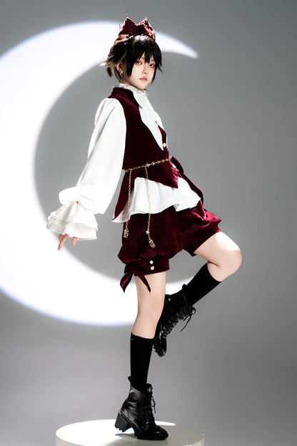 Hunting Rabbit Retro Red Gothic Prince Crown Hat