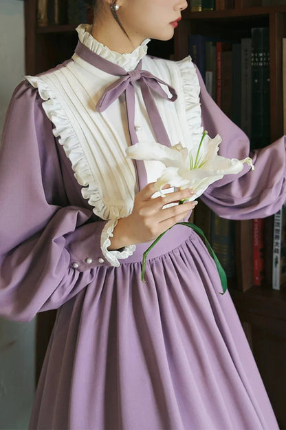 Wind Purple Lace Lantern Dress
