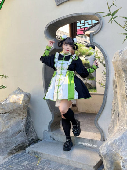 Chinese-style Red Panda Maid Lolita Dress + Accessories