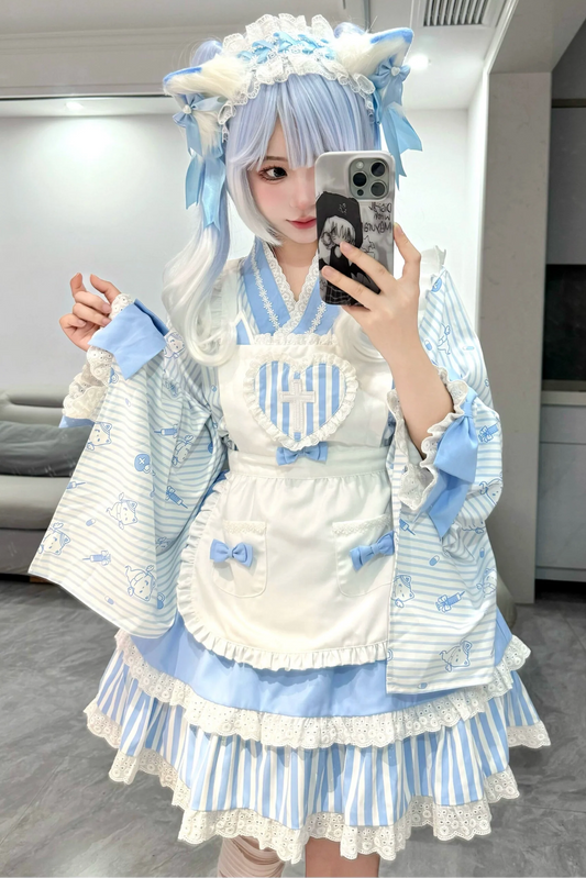 Medical Japanese Style Maid Stripe Lolita