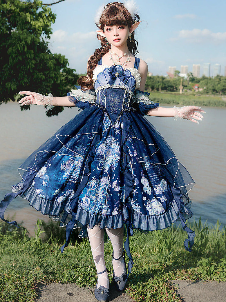 Deep Jellyfish Suspender Dress Set
