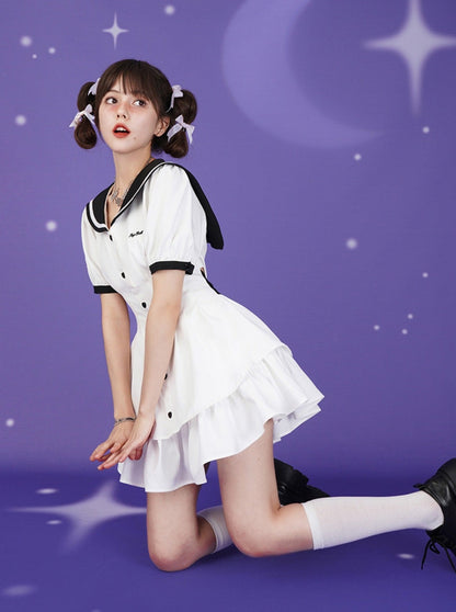 Sailor Collar Pumpkin Pants Set