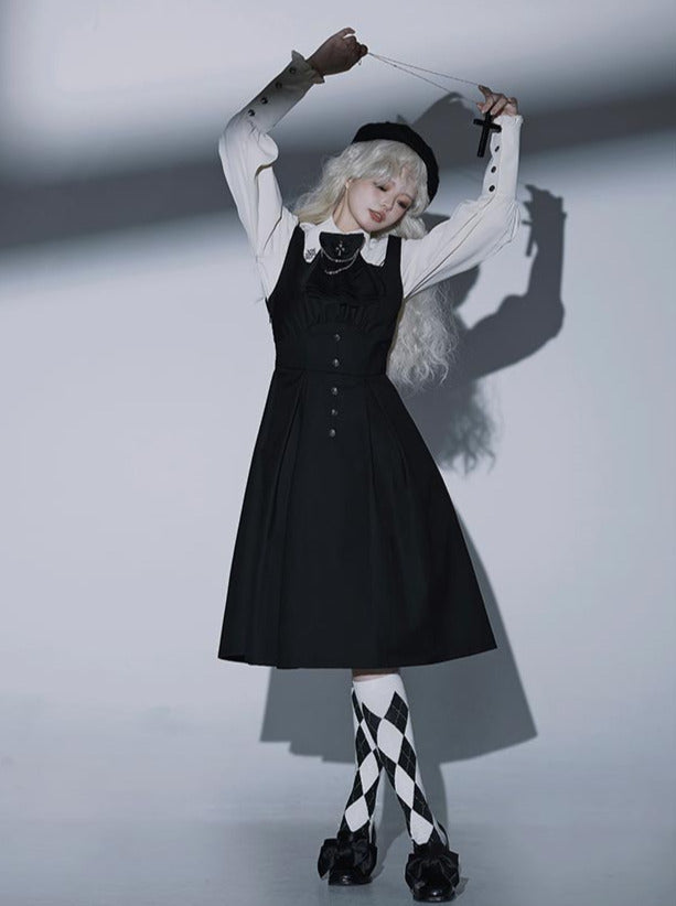 Night Crow Magic Lolita Prince Cape Shirt Suspender Dress Set
