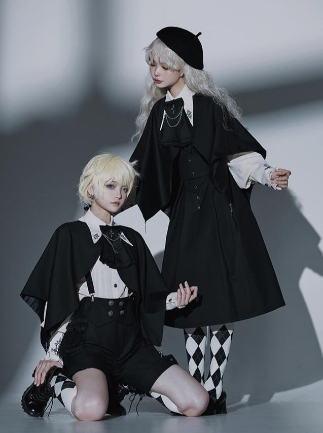 Night Crow Magic Lolita Prince Cape Shirt Suspender Dress Set