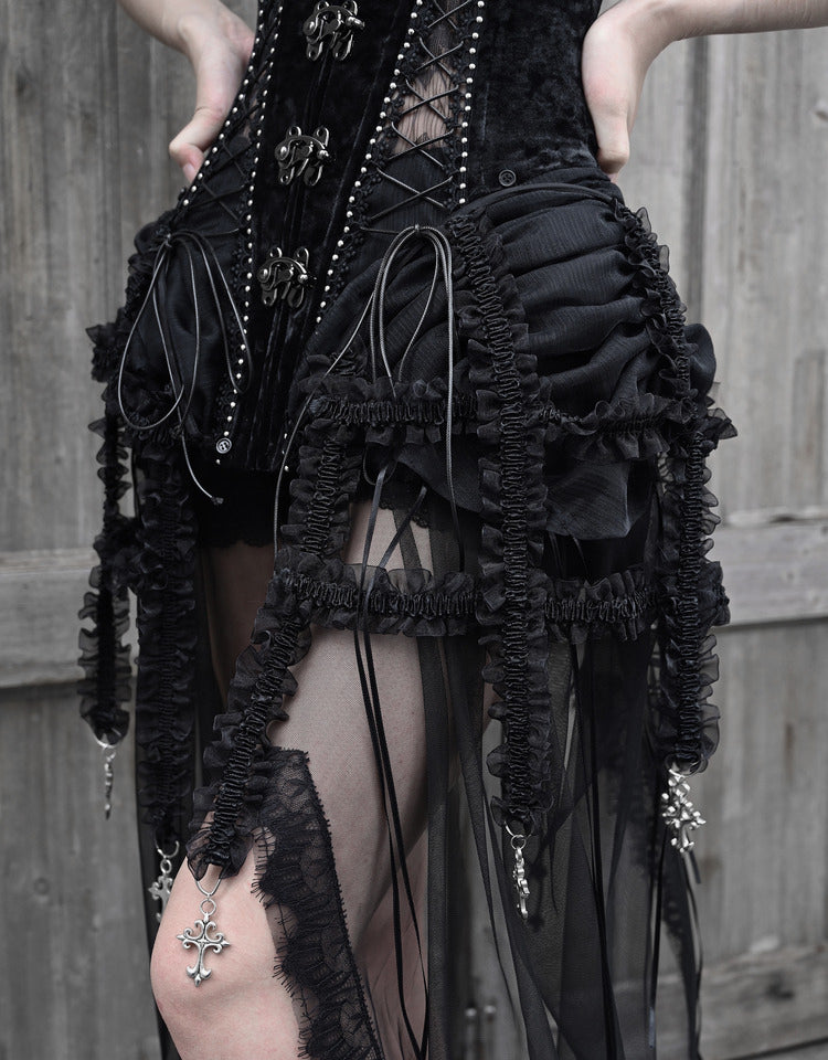 Hell Alice Gothic Dark Fishbone Strap Birdcage Corset Dress Set