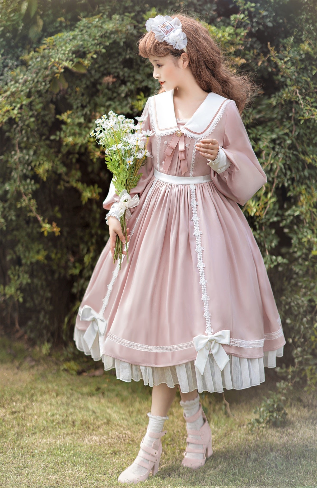 Rabbit Ears Sailor Pearl Bow French Doll Dress
