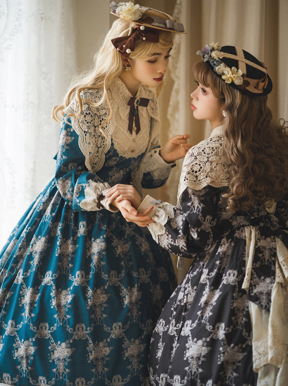 [pre-order] Antique Flower Wall Lolita Retro Cake Pendant Dress