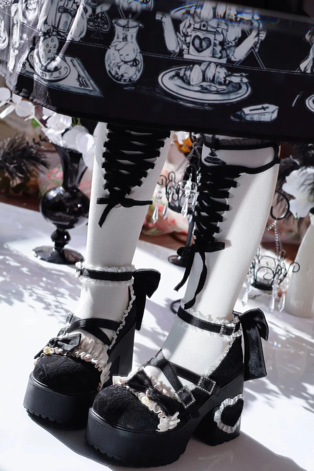 Dream Ribbon Lace Mary Jane Shoes