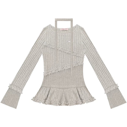 Irregular Ruffle Knit Top
