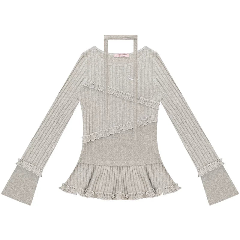 Irregular Ruffle Knit Top