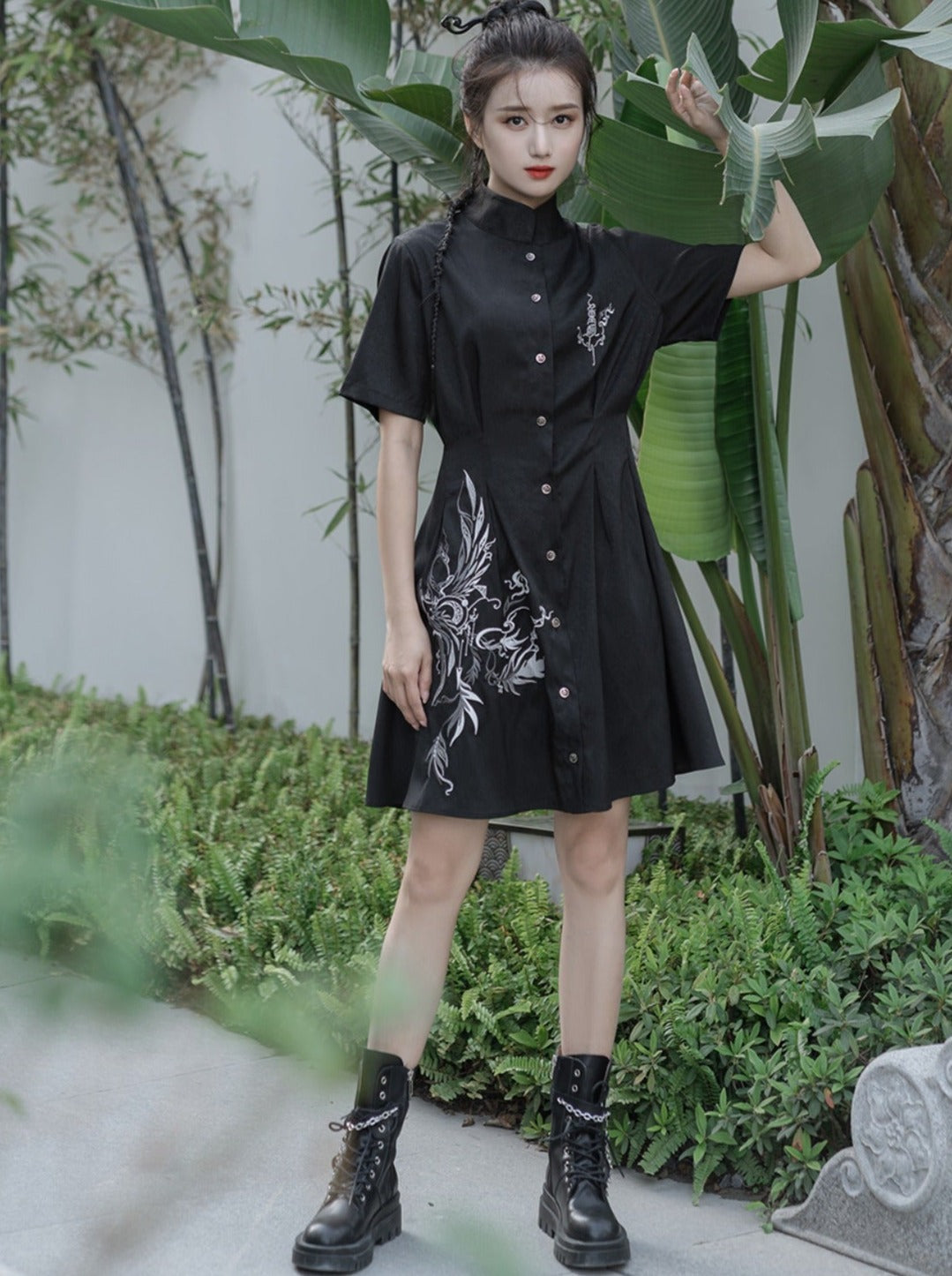 Dragon Design Mode Slim Shirt Dress
