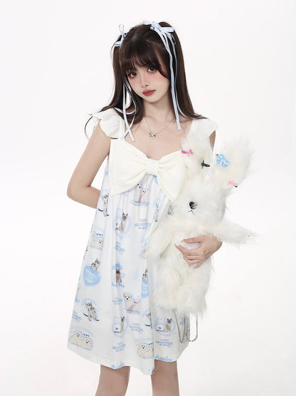 Dog & Cat Nightwear Set / Big Ribbon Girly Night Dress