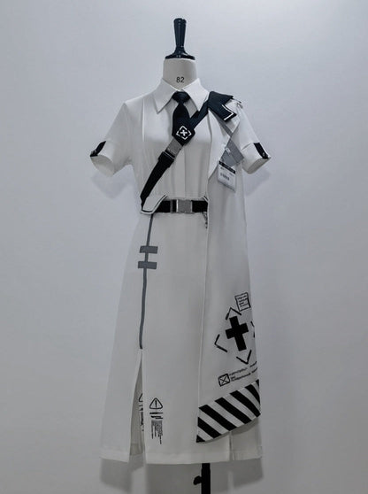 A Line Skirt Design Cape Suit [hoodie Cape + Shirt + Skirt + One Shoulder Cape]