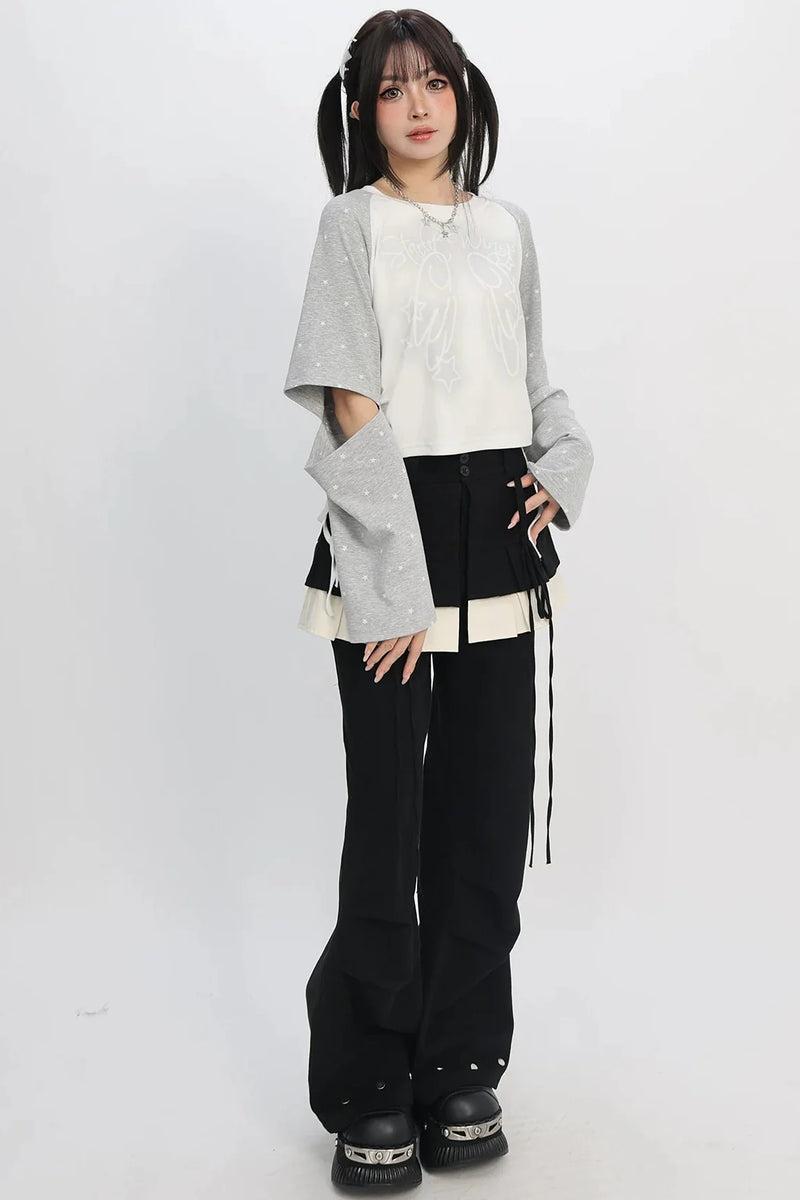 Mode Cut-out Star Drawstring Top