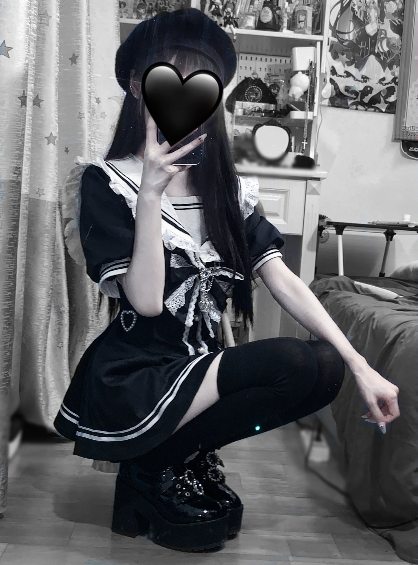 [pre-order] Sailor Collar Peplum Top + Shorts