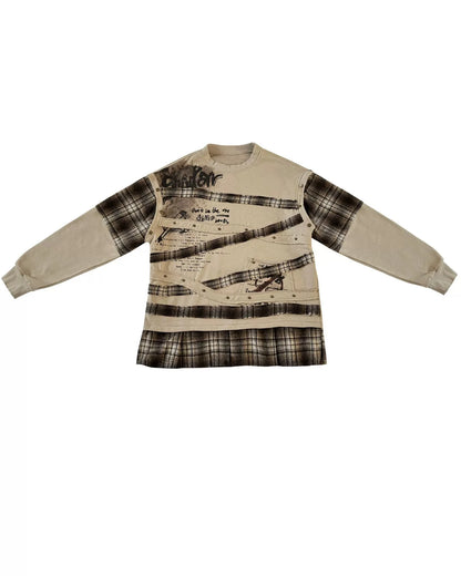 Oversized Plaid Sweatshirt