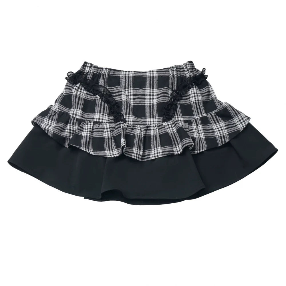 Plaid Ribbon Top + Skirt