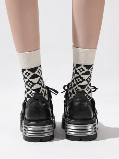 Dark Punk Retro Leather Metal Power Sole Sneaker Shoes