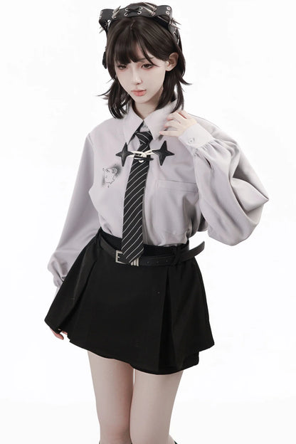 Nautical Log Hooded Jacket + Loose Shirt + Pants + Culottes + Tie + Leg Warmers