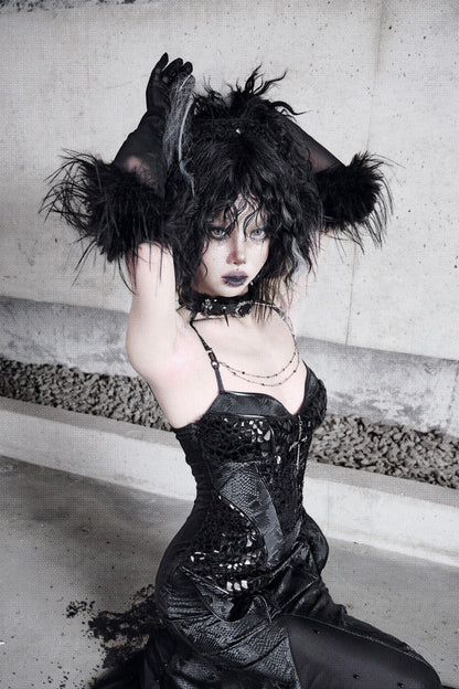 [pre-order] Snake Eyeshadow Dark Mode Dress + Mesh Gloves