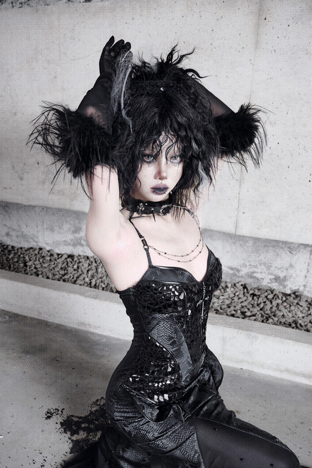 [pre-order] Snake Eyeshadow Dark Mode Dress + Mesh Gloves