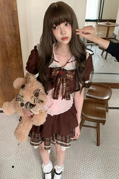 Strawberry Cocoa Doll Collar Top + Skirt