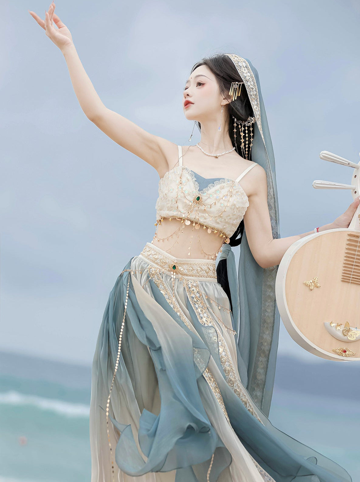 Arabian Night Chinese-style Exotic Top Skirt Veil Set