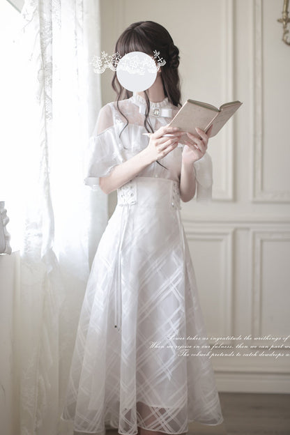 [pre-order] White Clear Top + Long Skirt + Ribbon