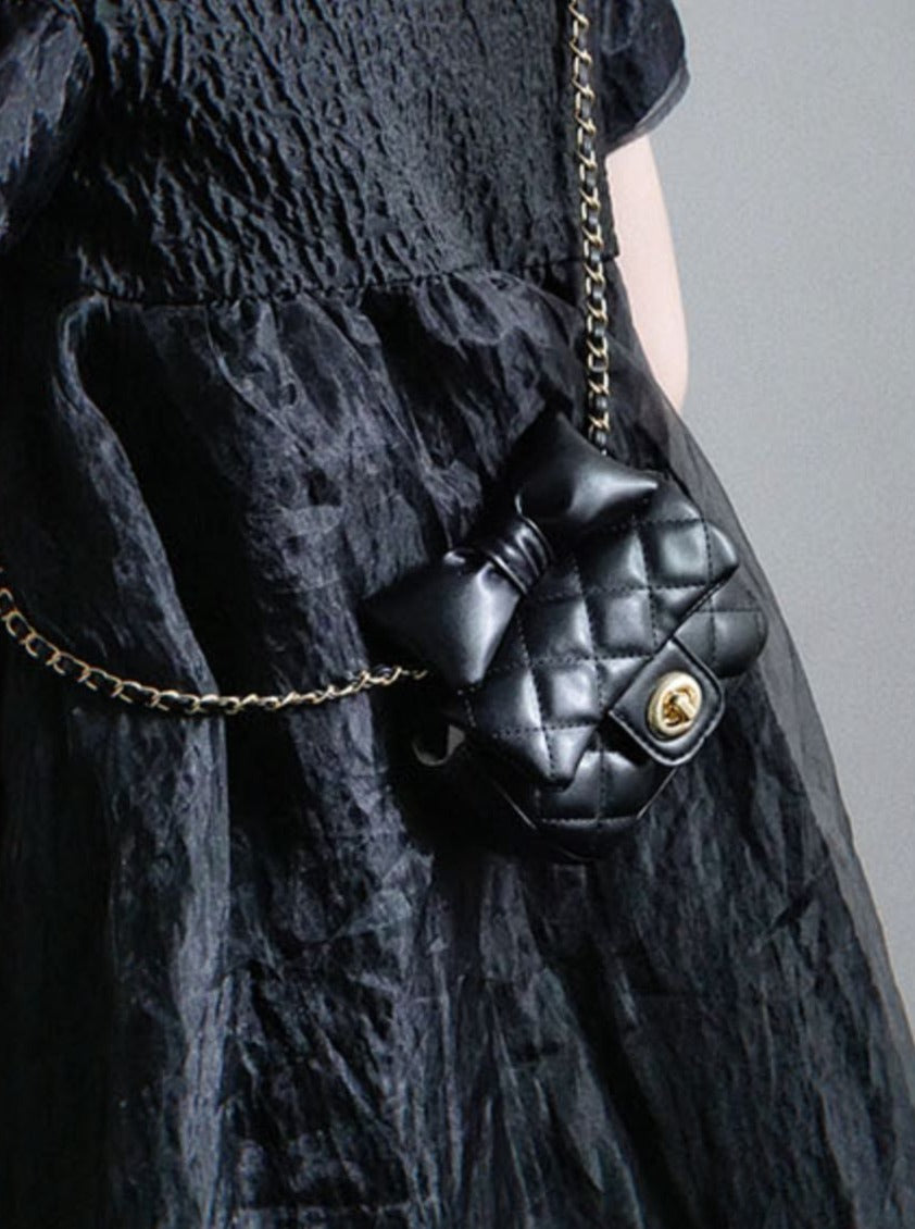 Quilted Large Bow Chain Bag
