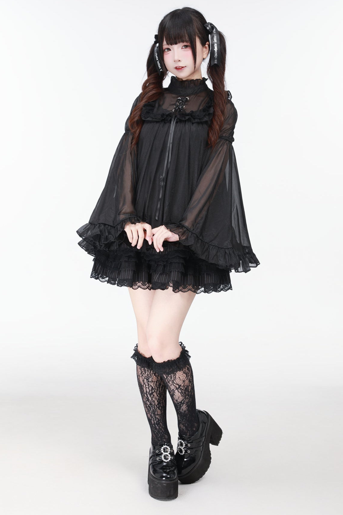 Jirai Bird Suspender Dress + Sheer Sleeve Top