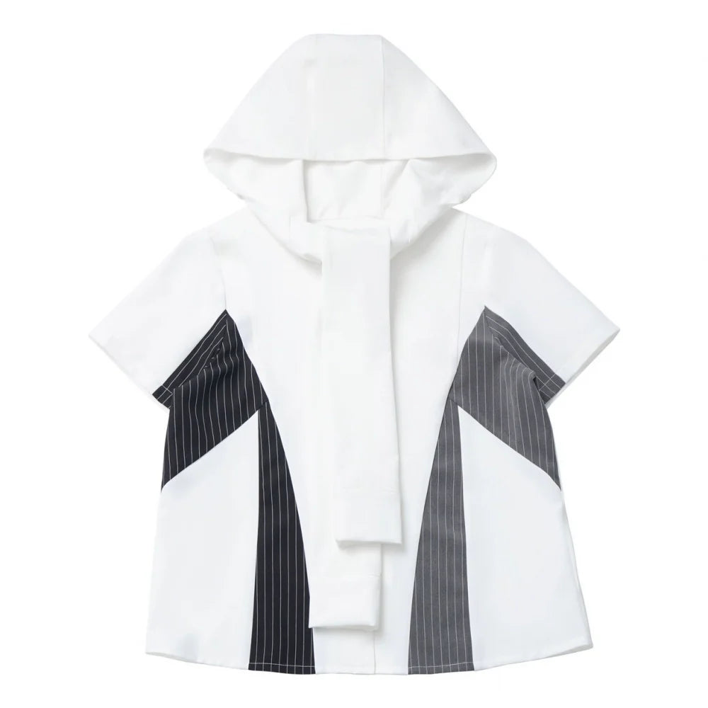 Stripe Stitch Design Shirt + Hooded Shirt + Shorts + Culottes + Tie