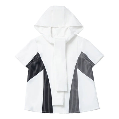 Stripe Stitch Design Shirt + Hooded Shirt + Shorts + Culottes + Tie
