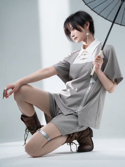 Chinese-style Mode Summer Top + Shorts