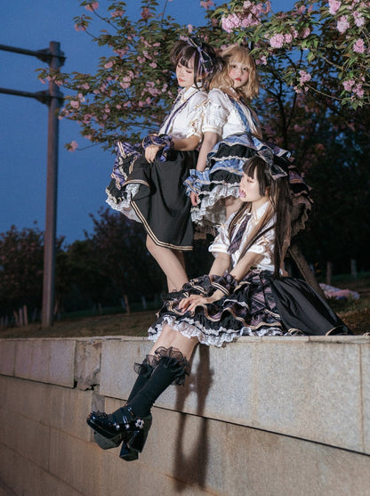 Idol Plaid Lolita Top + Tiered Ruffle Plaid Skirt