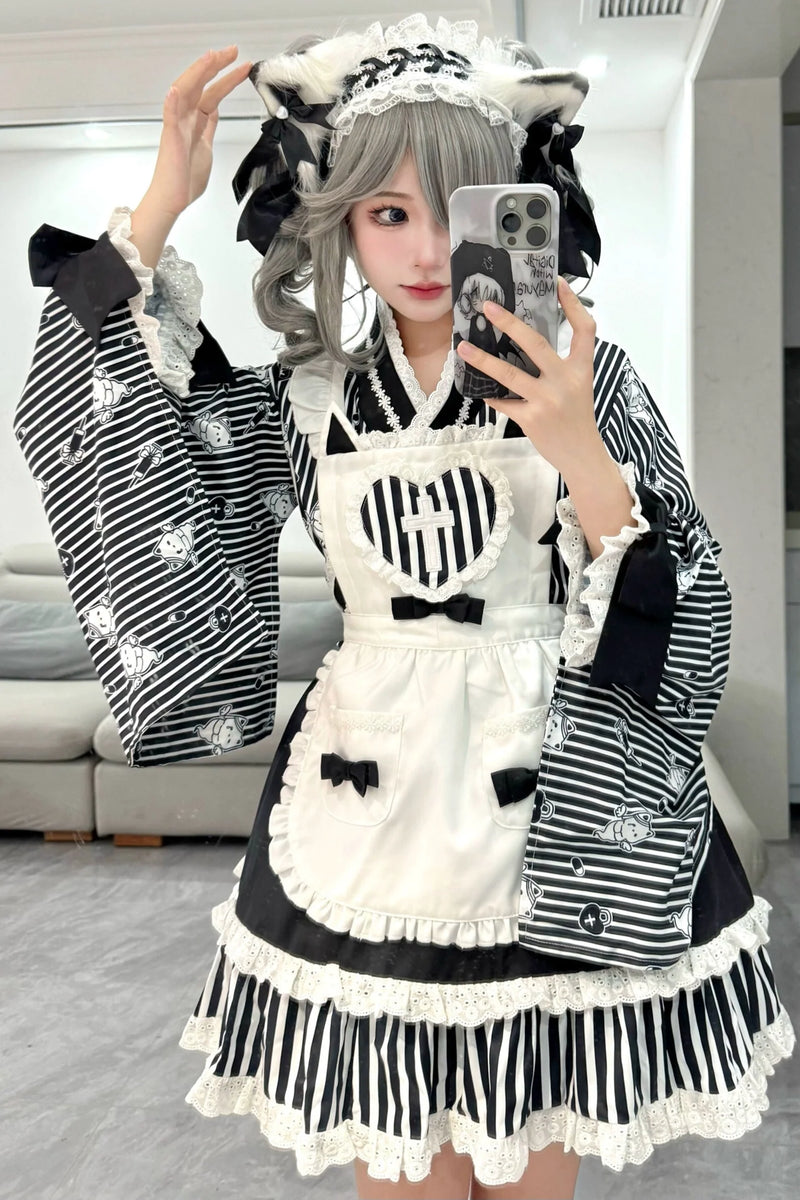 Medical Japanese Style Maid Stripe Lolita