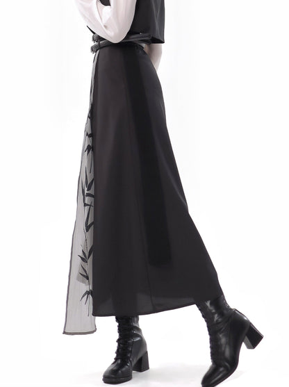 New Chinese-style Bamboo Print Black White Design Suit