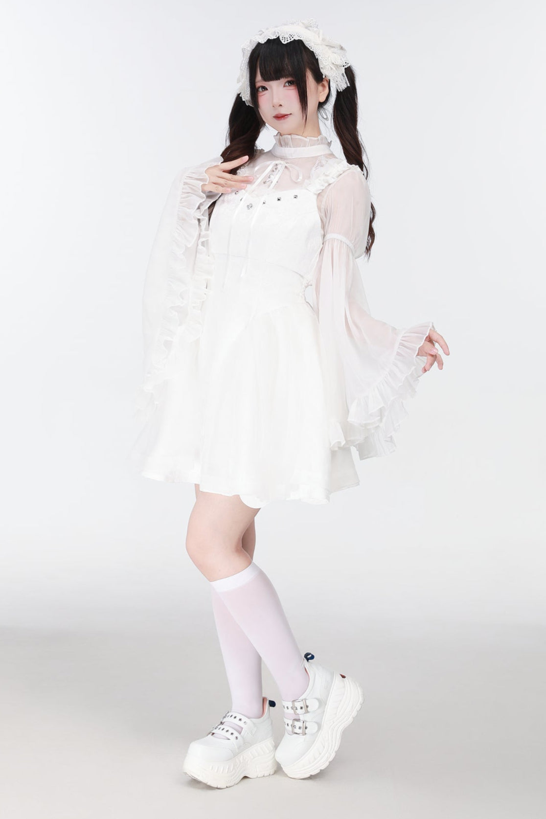 Jirai Bird Suspender Dress + Sheer Sleeve Top