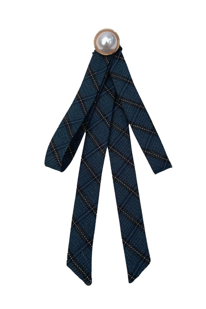 [pre-order] Retro Navy Blue Dress + Slim Ribbon + Brooch