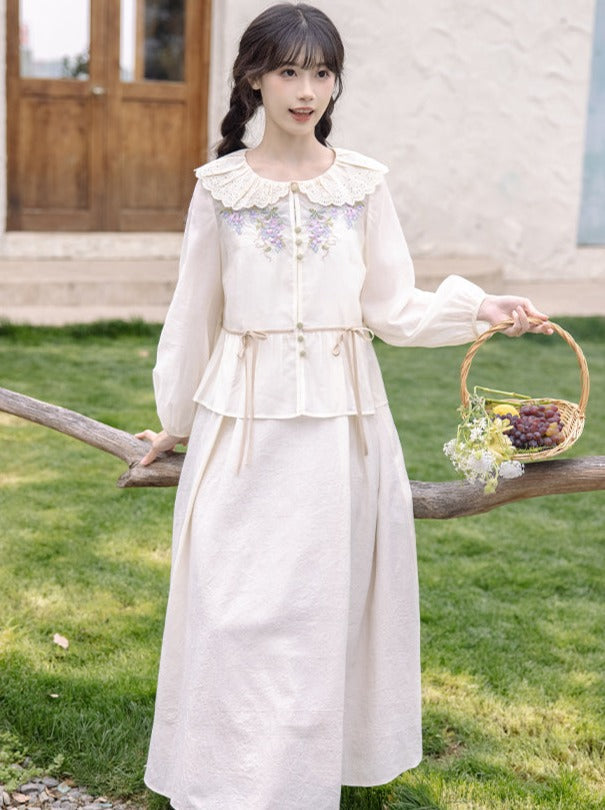 [pre-order] Retro Flower Sweet Top + Long Skirt