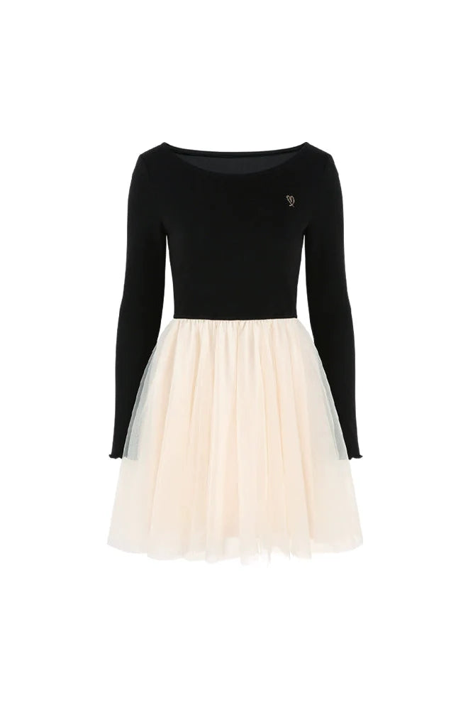 Patchwork Mesh French Dress