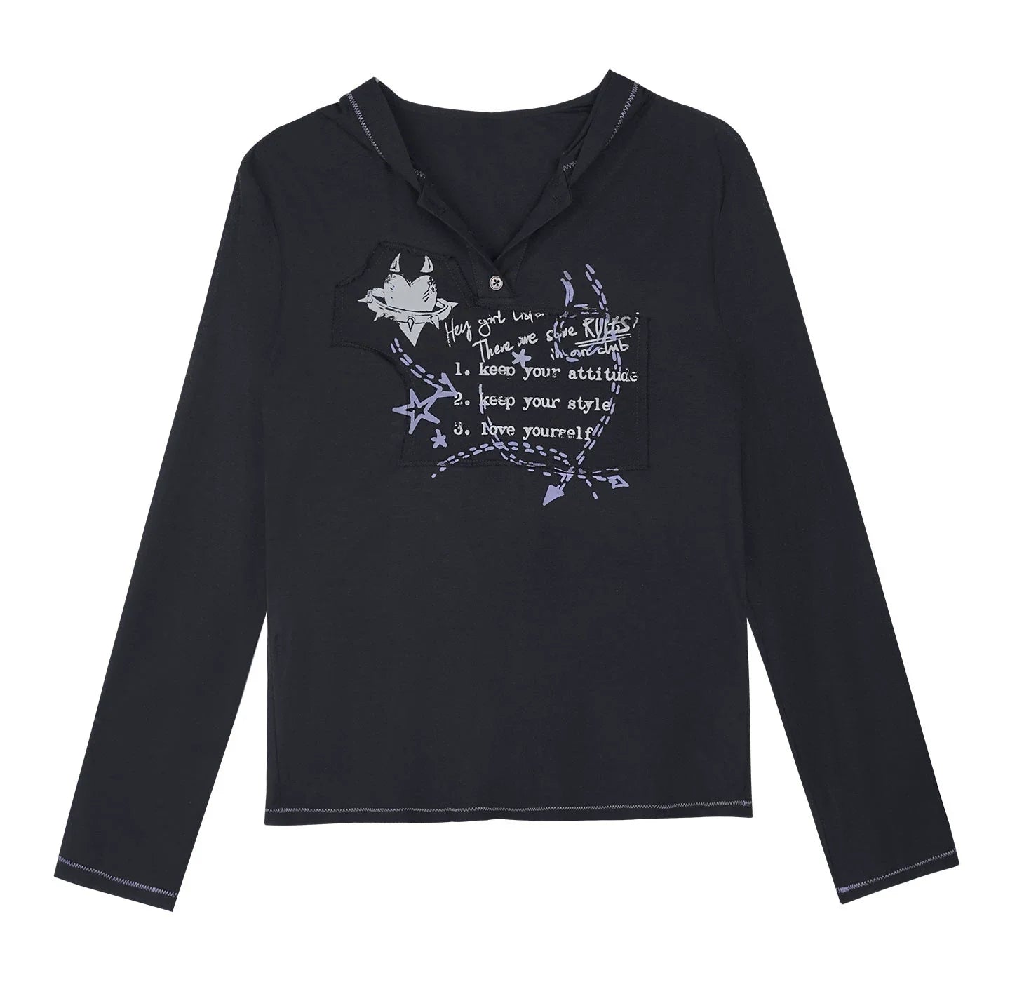 Mesh Graffiti Hooded Top