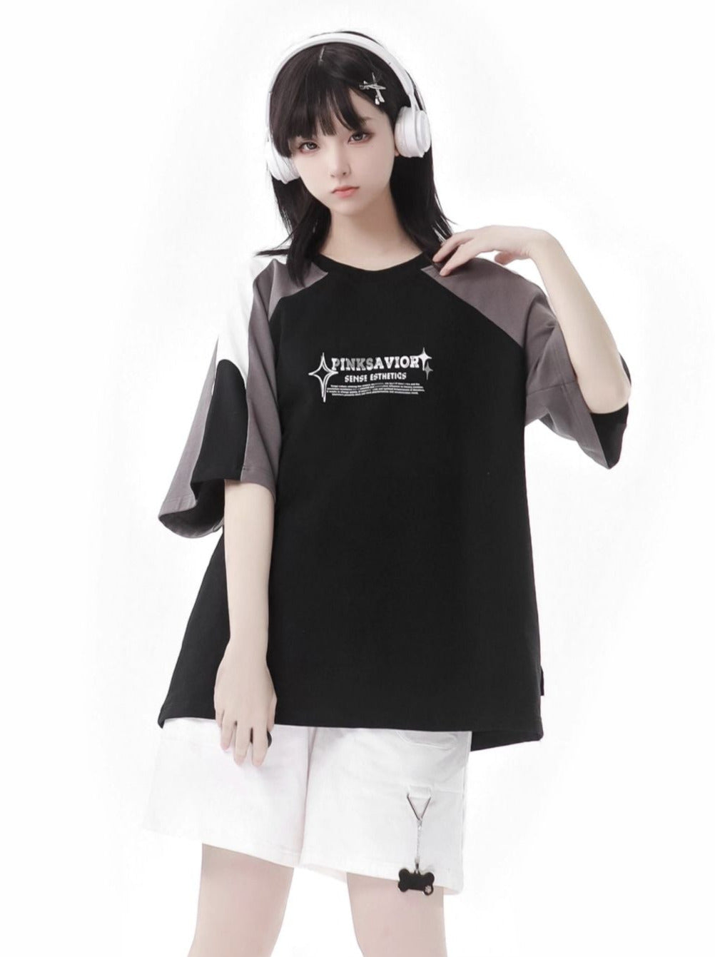Circulating Star Black Gray Raglan Sporty T-shirt + Pants